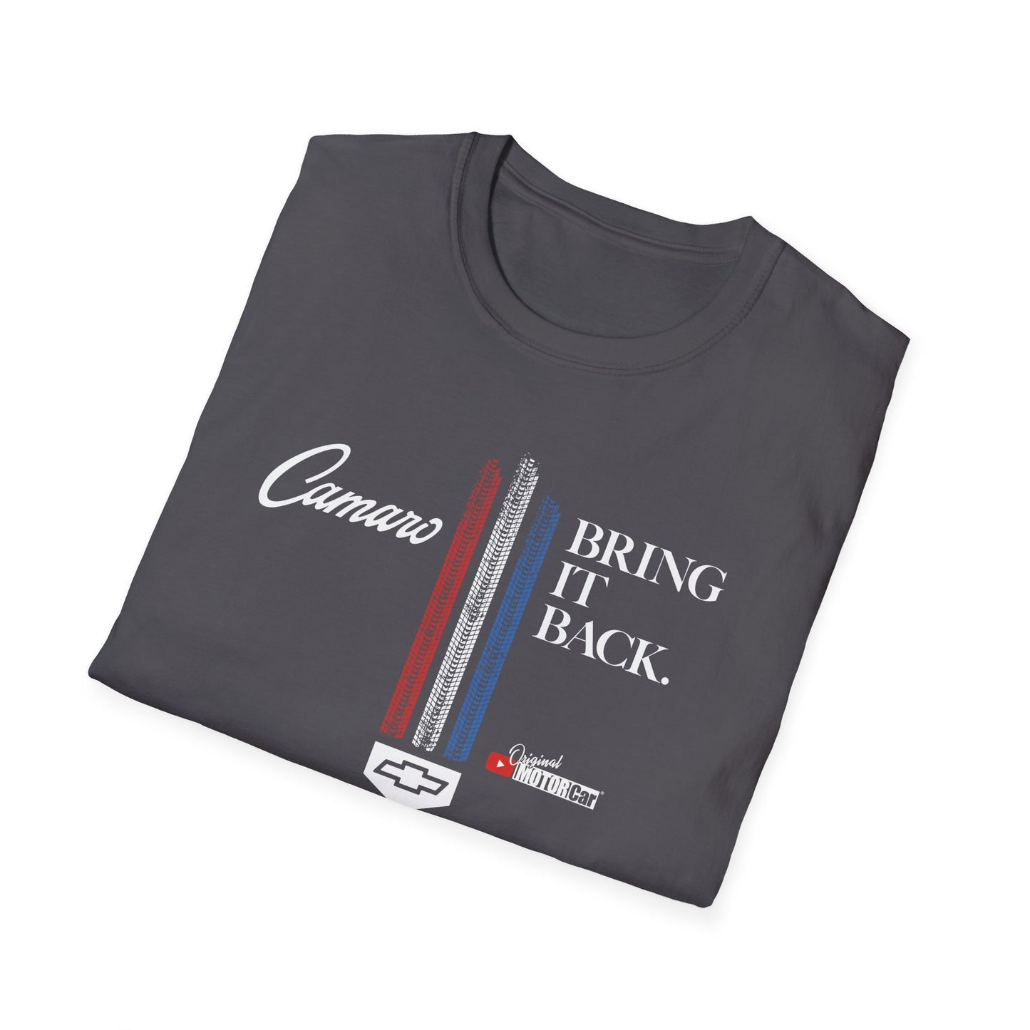 Camaro: Bring It Back | Bring It Back Vintage-Style Unisex Softstyle T-Shirt | Red White and Blue Stripes