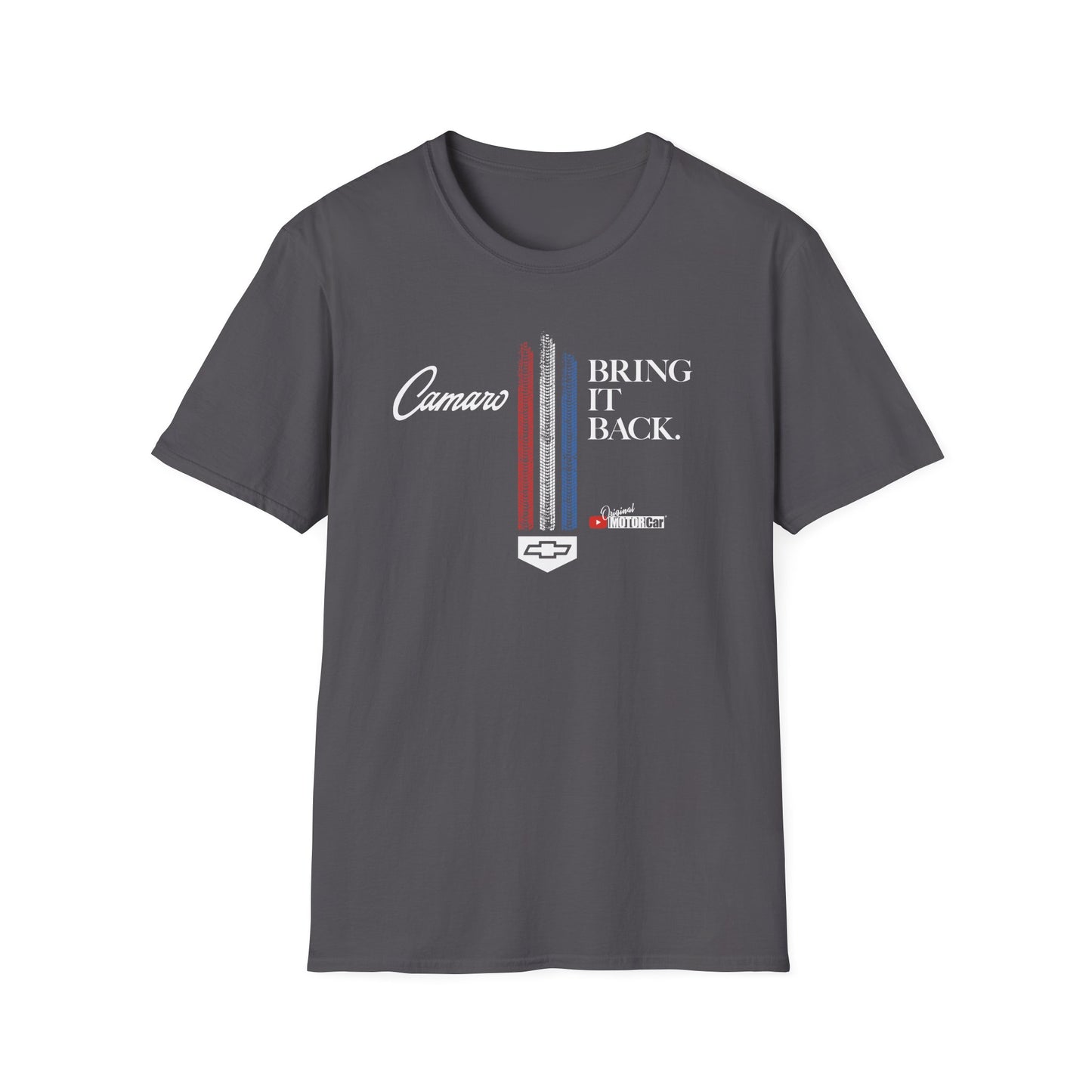 Camaro: Bring It Back | Bring It Back Vintage-Style Unisex Softstyle T-Shirt | Red White and Blue Stripes