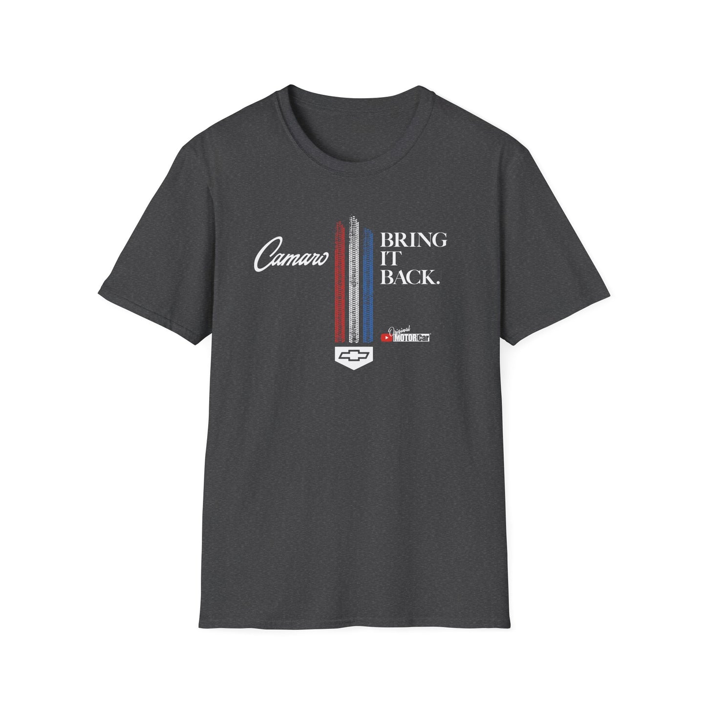 Camaro: Bring It Back | Bring It Back Vintage-Style Unisex Softstyle T-Shirt | Red White and Blue Stripes