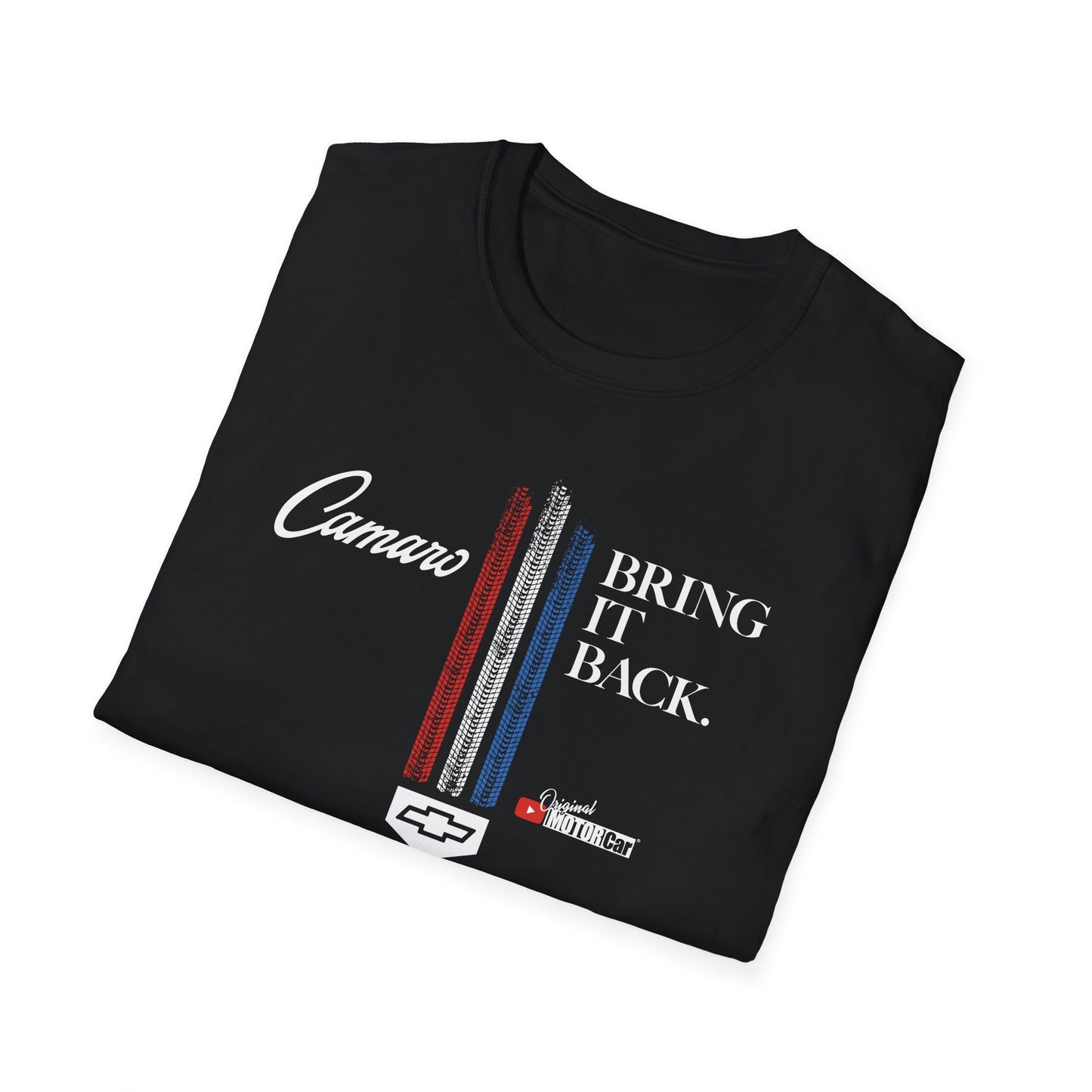 Camaro: Bring It Back | Bring It Back Vintage-Style Unisex Softstyle T-Shirt | Red White and Blue Stripes